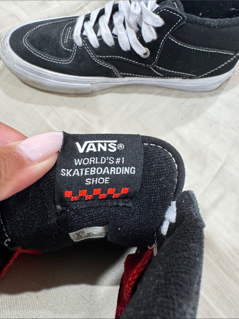 Half Cab Vans Kids Black Suede Mid-Top Sneakers with White Laces - Picture 2 of 8
